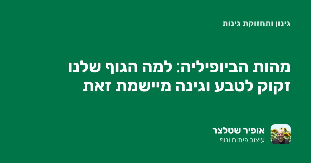 גינה פרטית מעוצבת: למה הגוף שלנו זקוק לטבע
